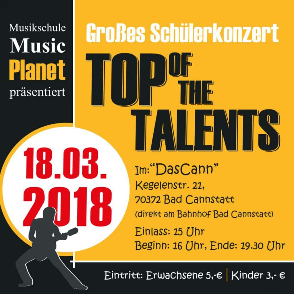 Schülerkonzert 2018 – TOP OF THE TALENTS – Das Bandfestival